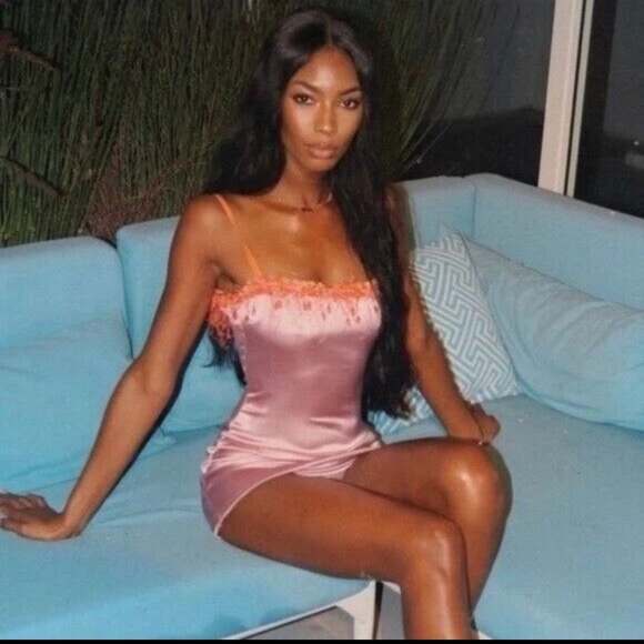 Pink Satin Spaghetti Strap Bodycon Mini Dress - Picture 2 of 10